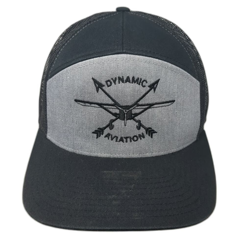 Richardson Trucker Hat Black One Size Dynamic Aviation Mesh Back Logo Snapback